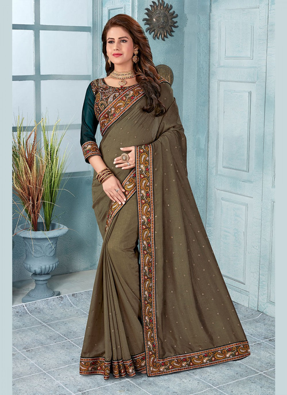 Classic Embroidered Silk Saree - S0240