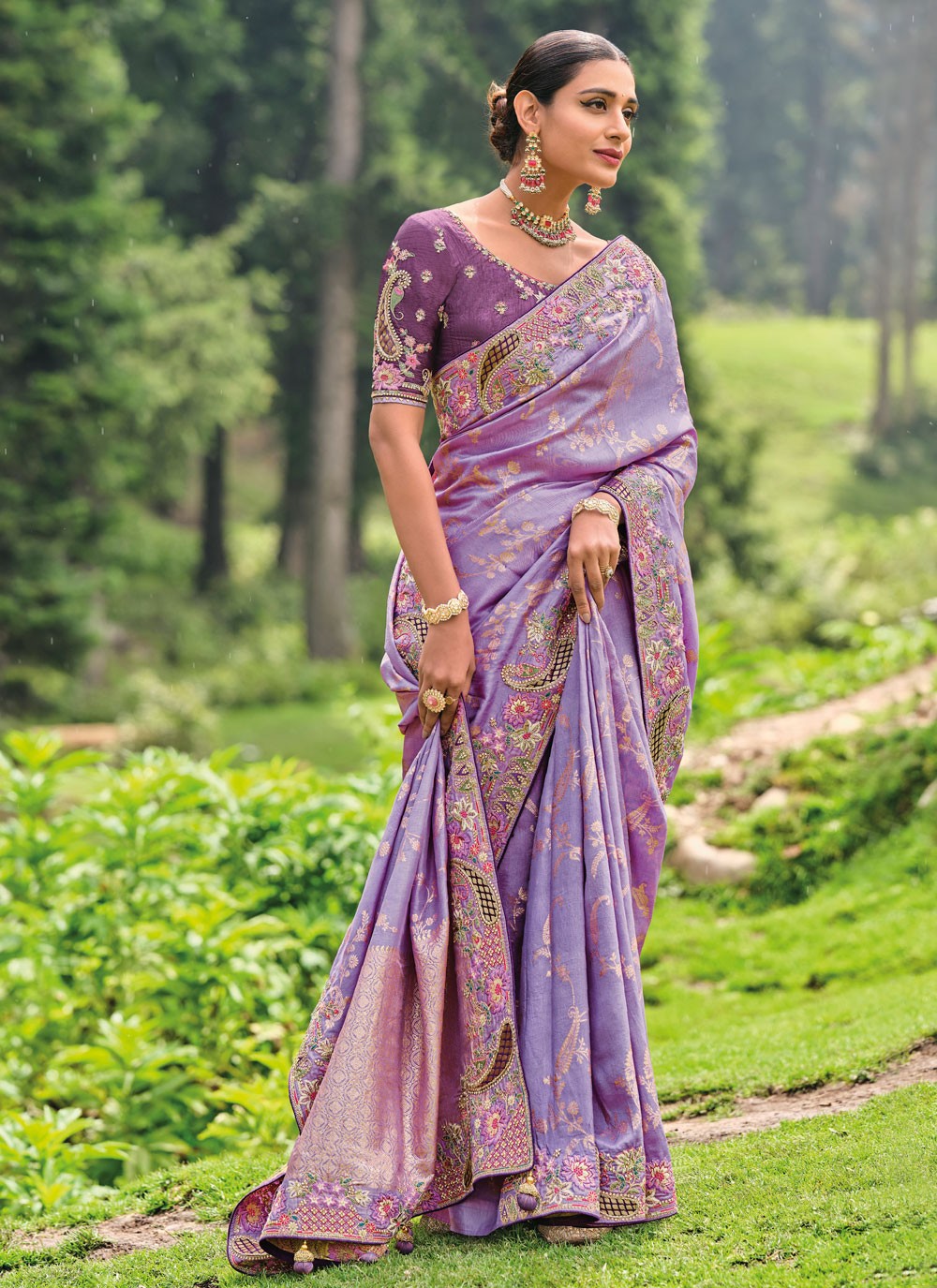 Classic Embroidered Silk Saree - S4410