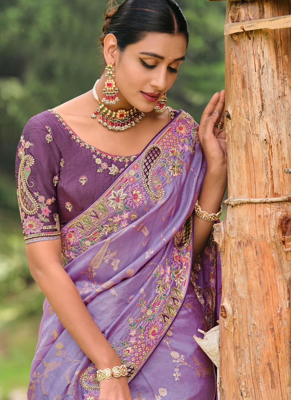 Classic Embroidered Silk Saree - S4410