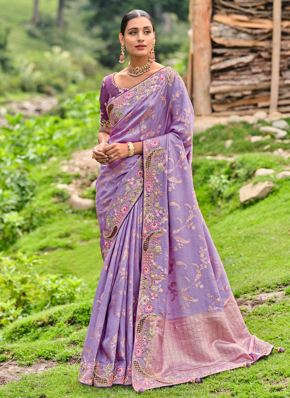 Classic Embroidered Silk Saree - S4410