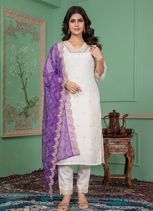 Embroidered Silk Pant Style Suit - T4735