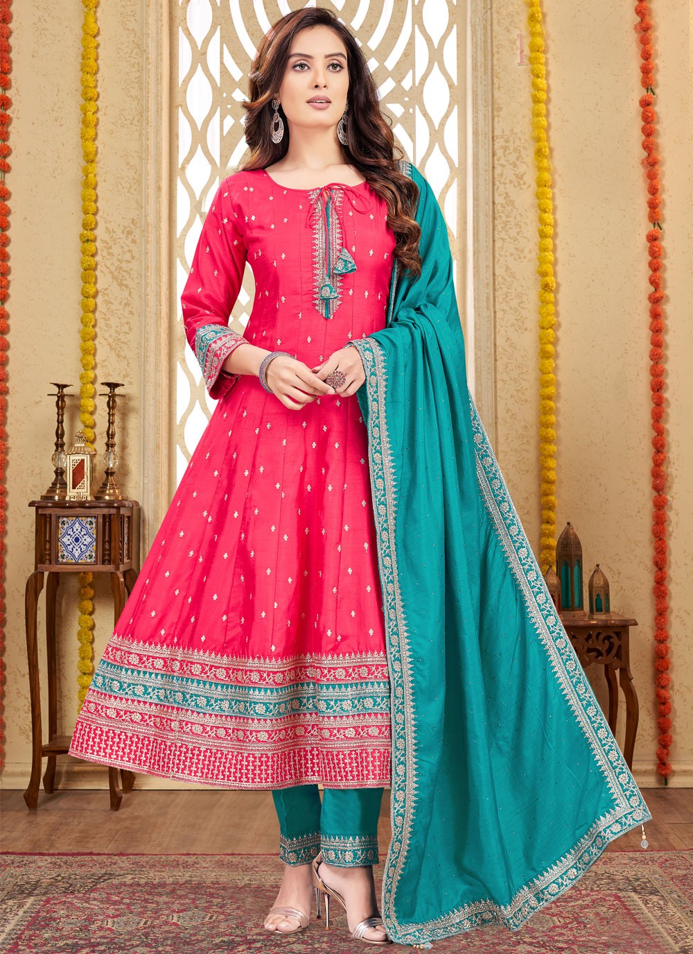 Embroidered Silk Salwar Suit - T4296