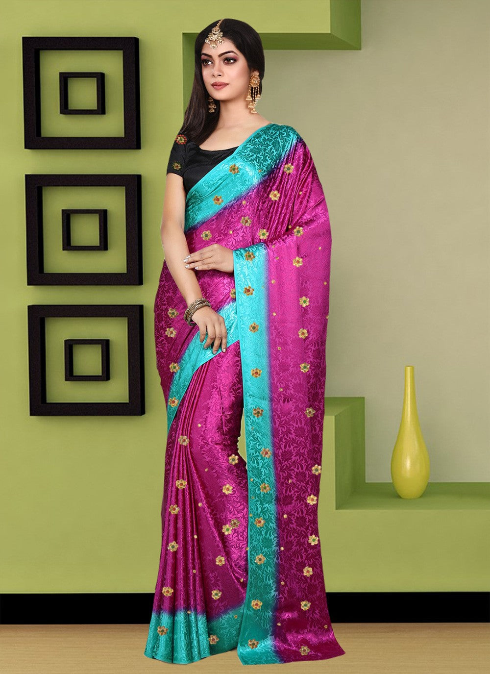 Contemporary Embroidered Silk Saree - S3339