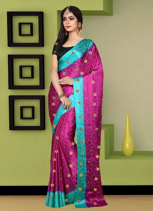 Contemporary Embroidered Silk Saree - S3339