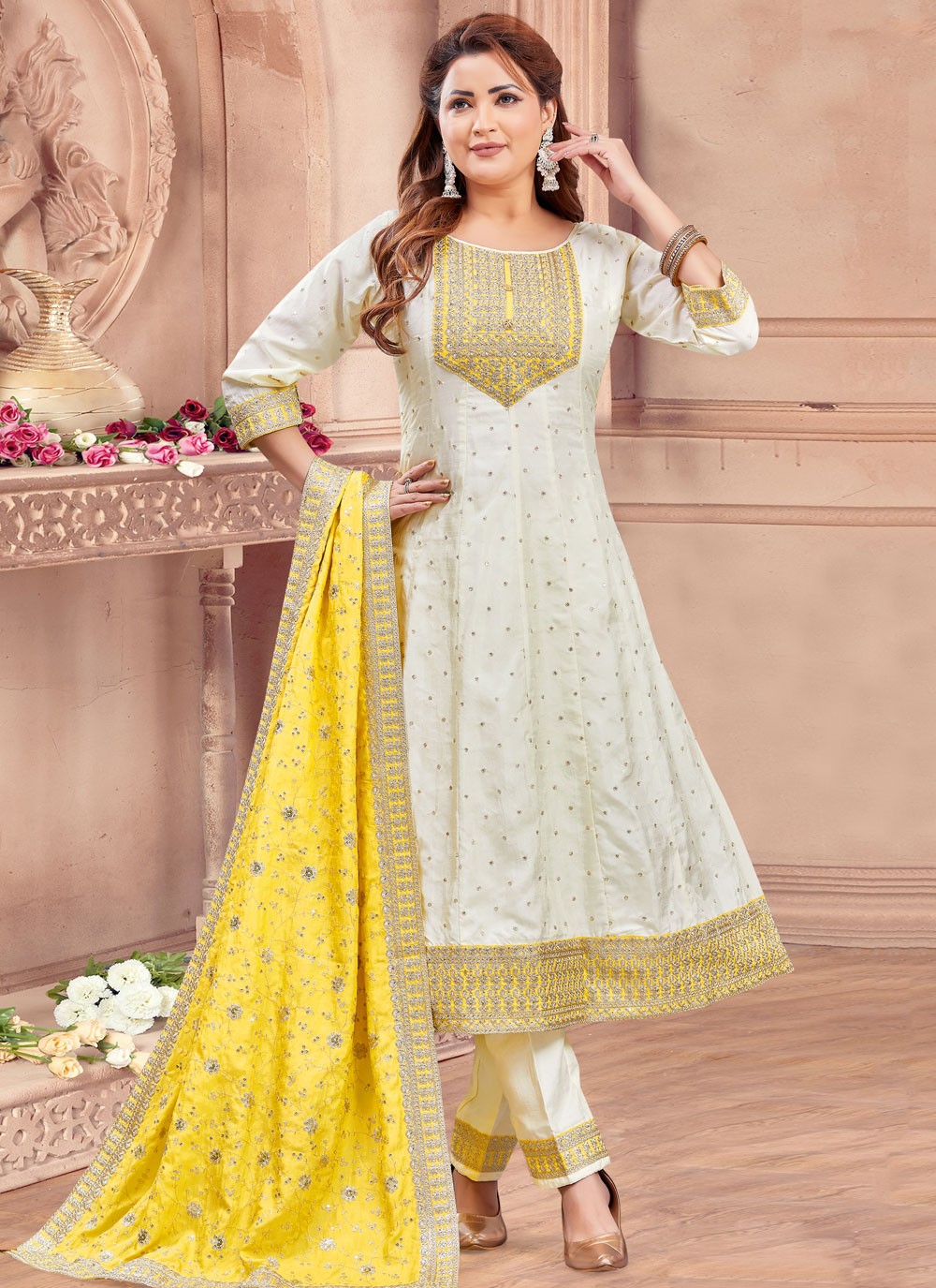 Embroidered Silk Salwar Suit - T4268