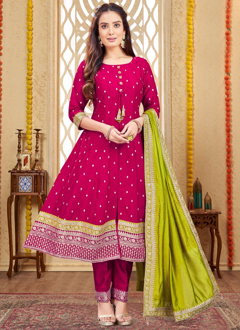 Embroidered Silk Salwar Suit - T4296