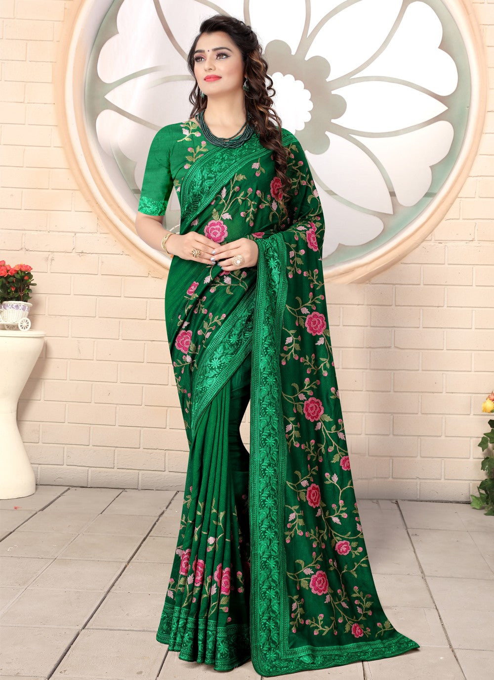 Classic Embroidered Georgette Saree - S0619