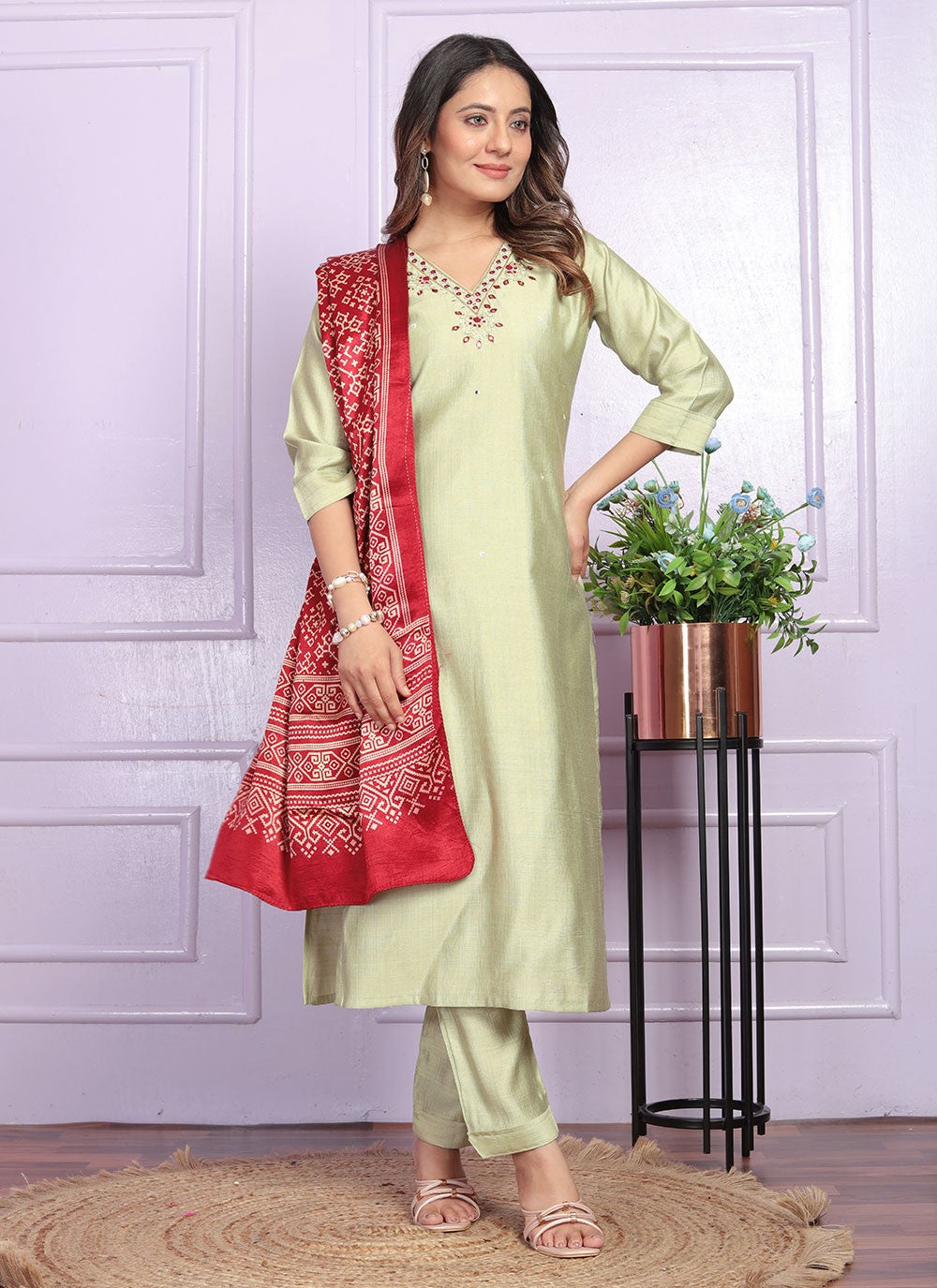 Muslin, Viscose Salwar Suit - T2838