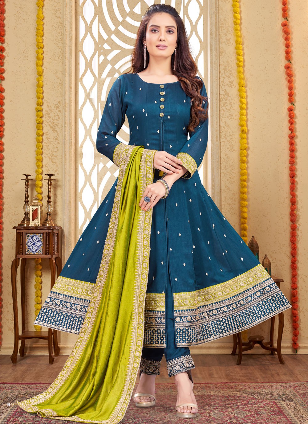 Embroidered Silk Salwar Suit - T4296