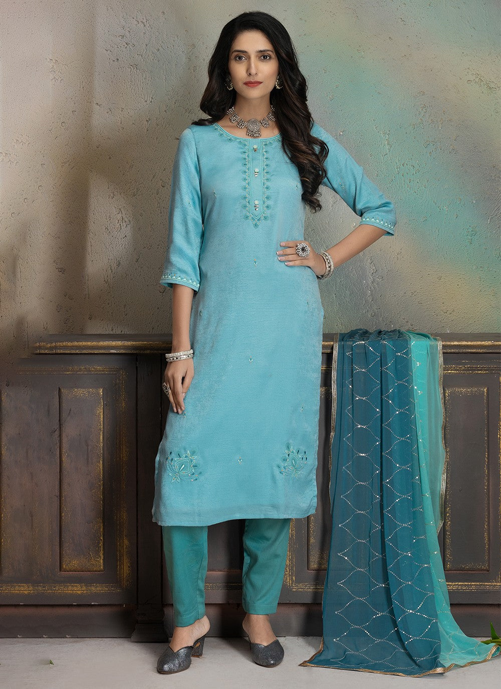 Silk Salwar Suit - T2035