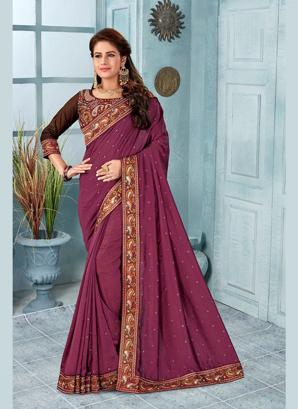 Classic Embroidered Silk Saree - S0240