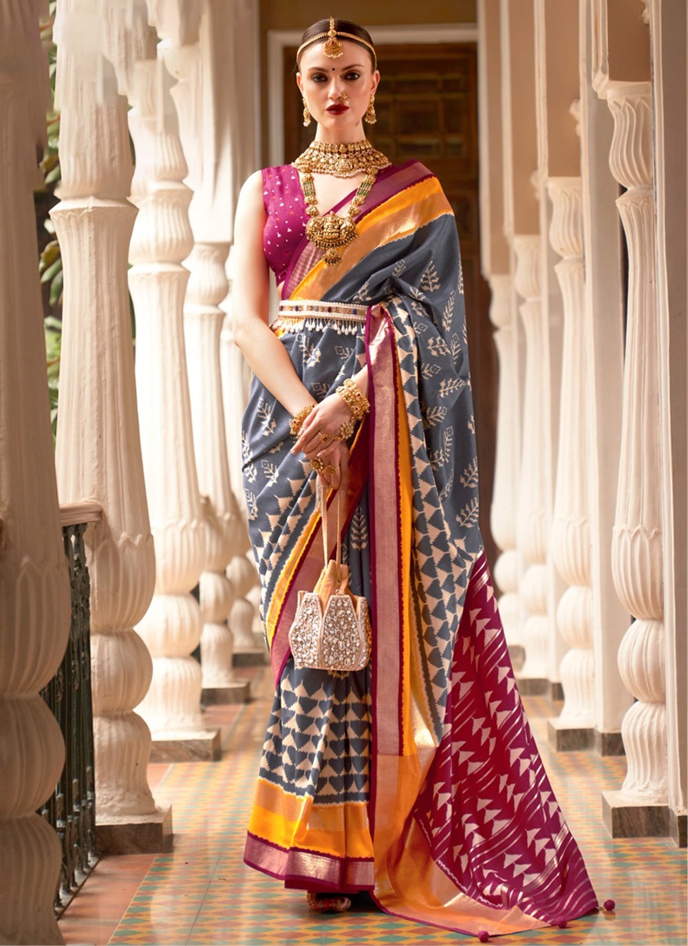 Trendy Patola Print Silk Saree - S3405