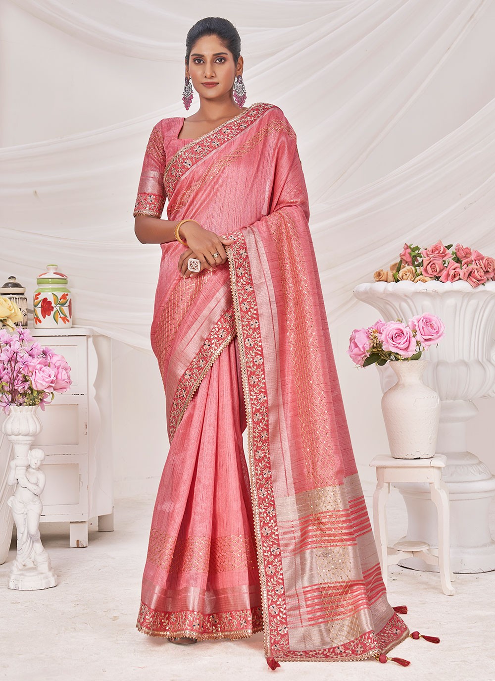 Classic Embroidered Silk Saree - S6750