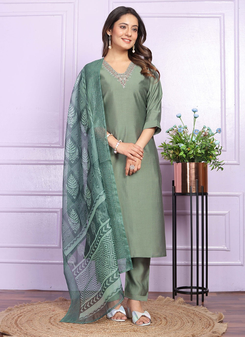 Muslin, Viscose Salwar Suit - T2838