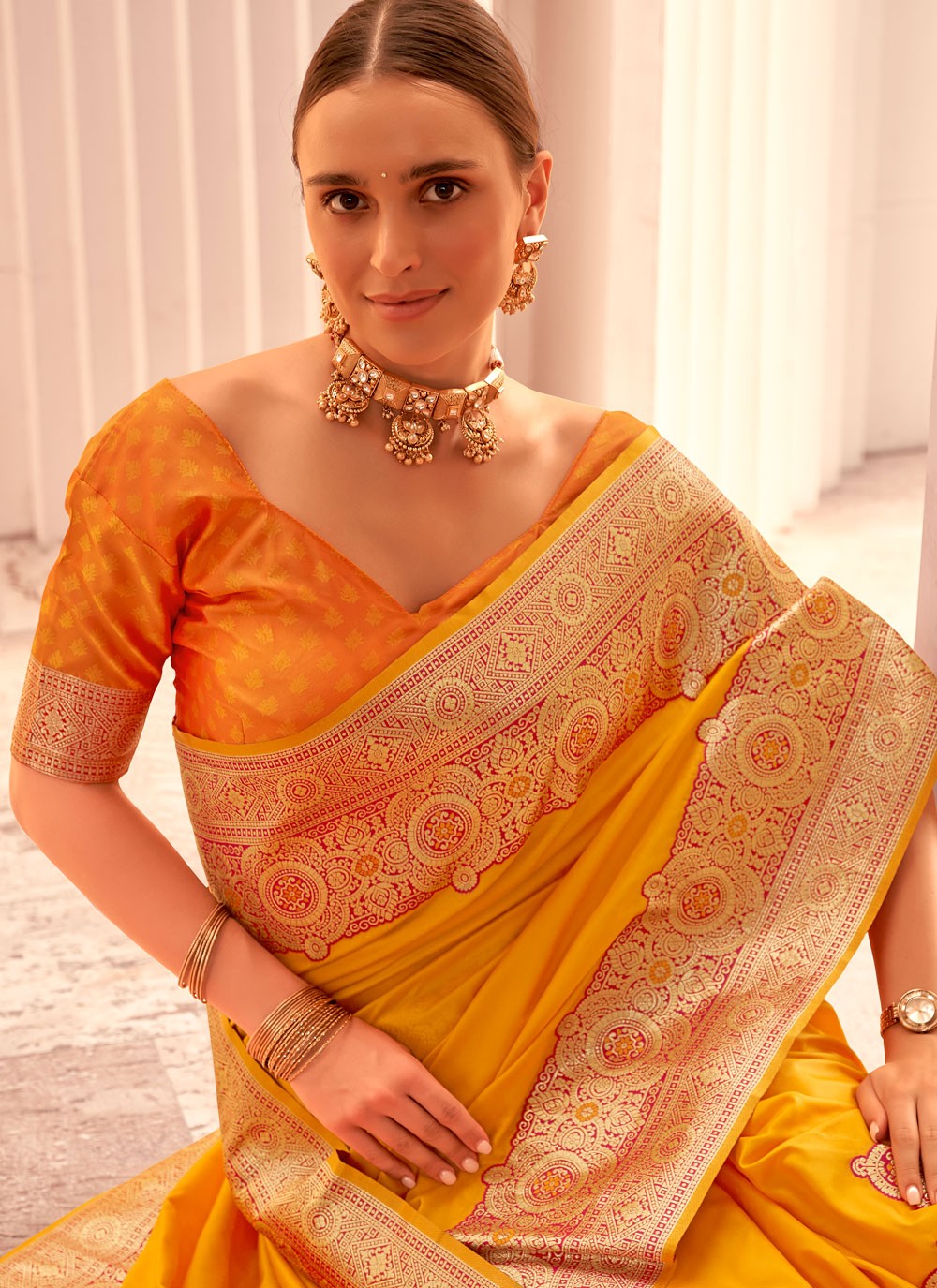 Classic Border Work Silk Saree - S9165