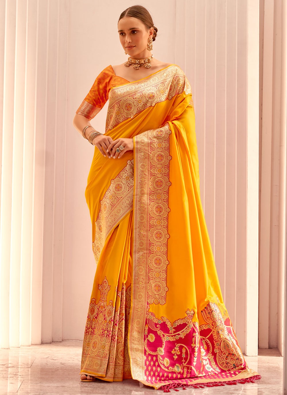 Classic Border Work Silk Saree - S9165