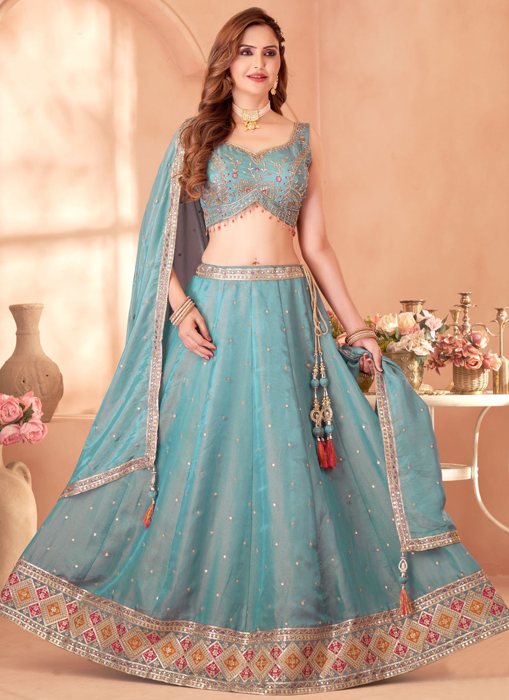 Embroidered Silk Lehenga - L3130