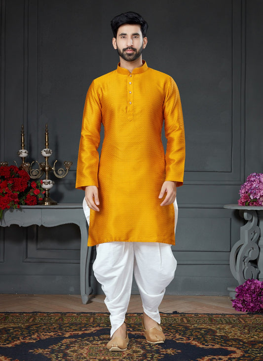 Woven Silk Gold Dhoti Kurta - M4157