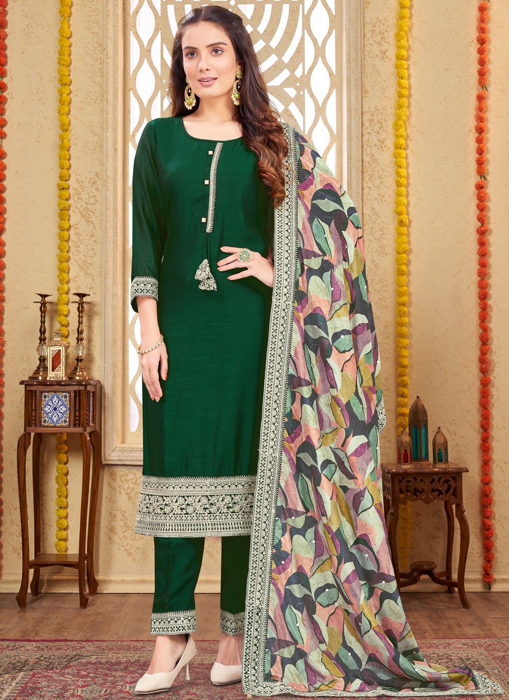 Embroidered Silk Salwar Suit - T4269