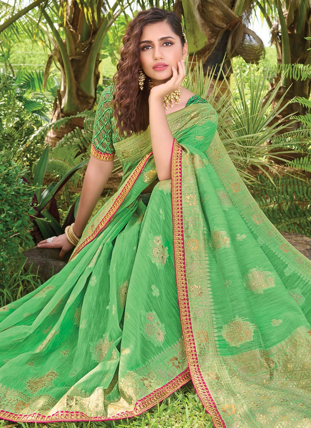 Traditional Embroidered Silk Saree - S1061