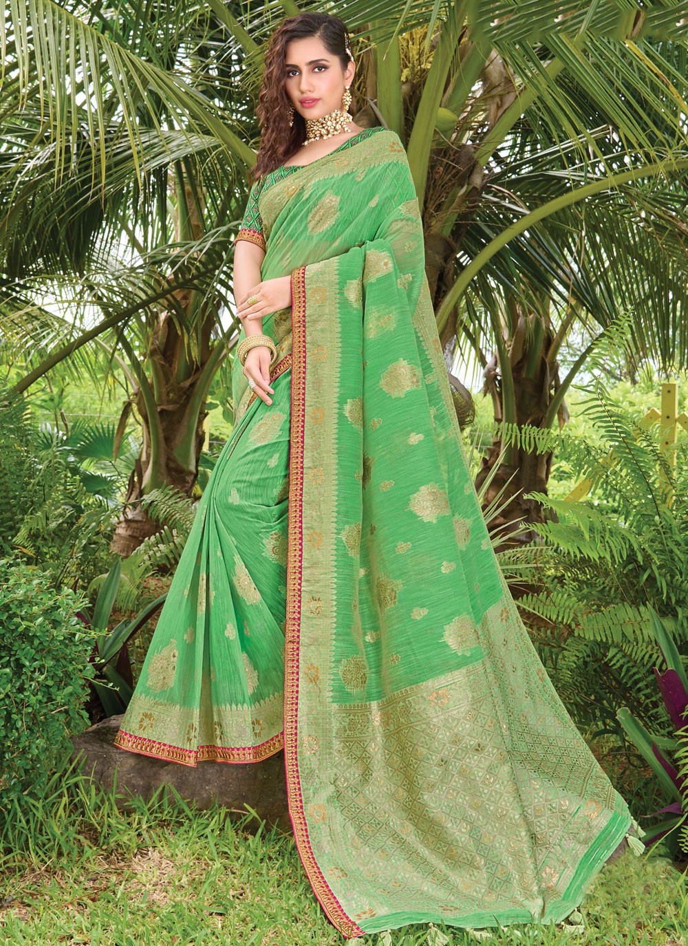 Traditional Embroidered Silk Saree - S1061