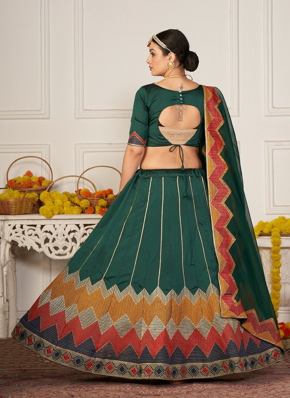 Embroidered Silk A - Line Lehenga - L1756