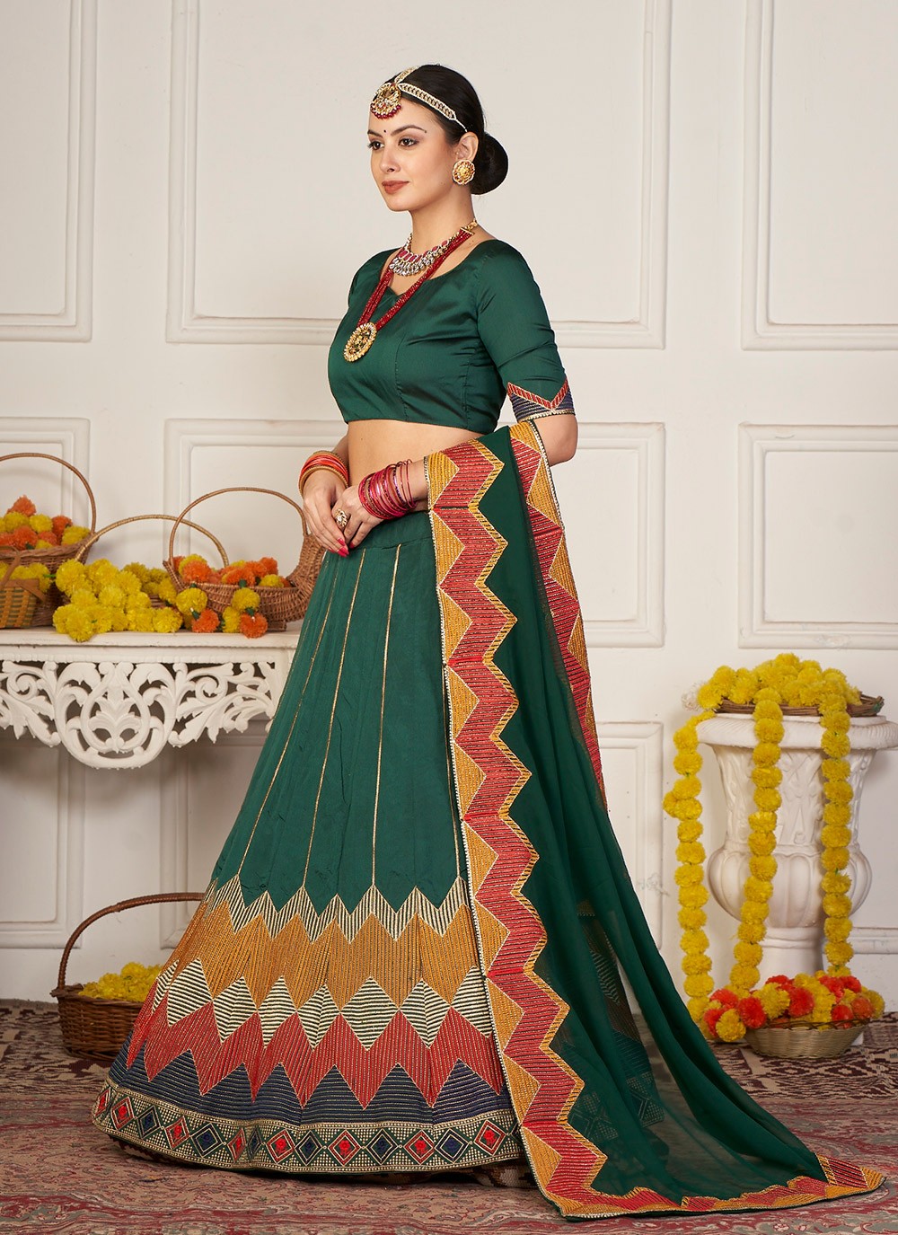 Embroidered Silk A - Line Lehenga - L1756