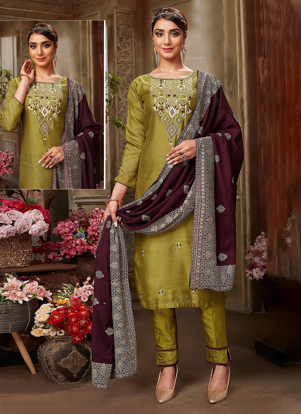 Silk Salwar Suit - T2113