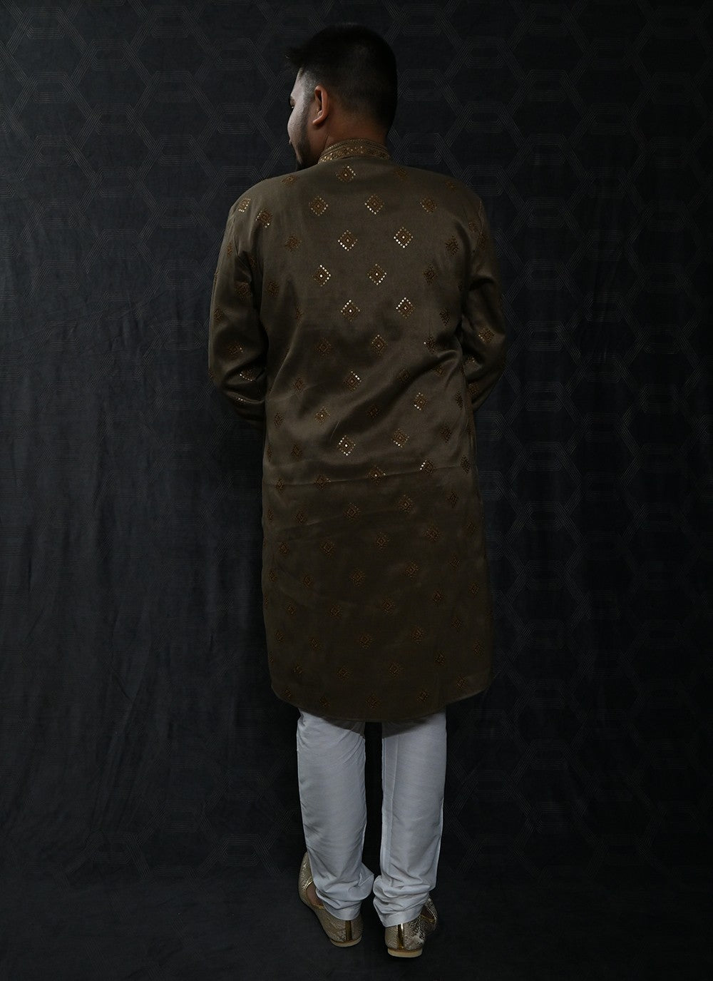 Embroidered Silk Green Kurta Pyjama - M6195