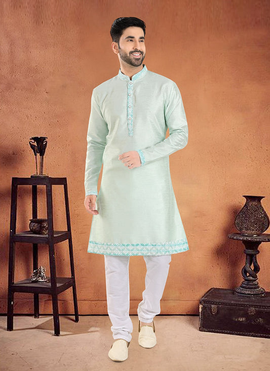 Diamond Silk Green Kurta Pyjama - M8101