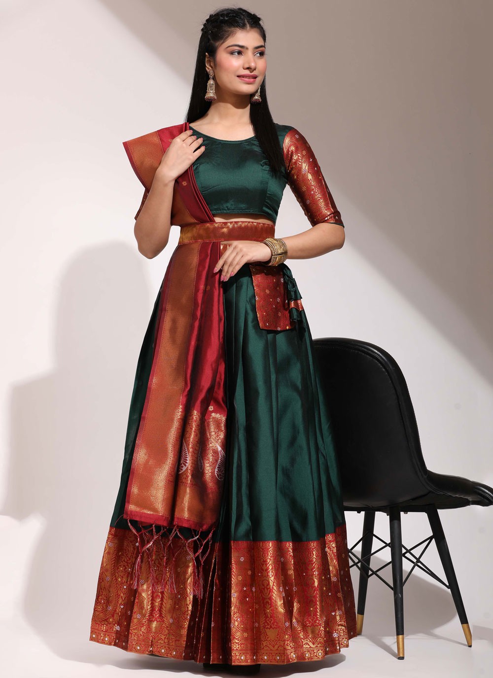 Woven Silk A - Line Lehenga - L2463