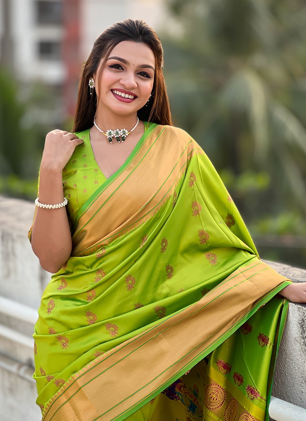 Classic Meenakari Silk Green Saree - S11089