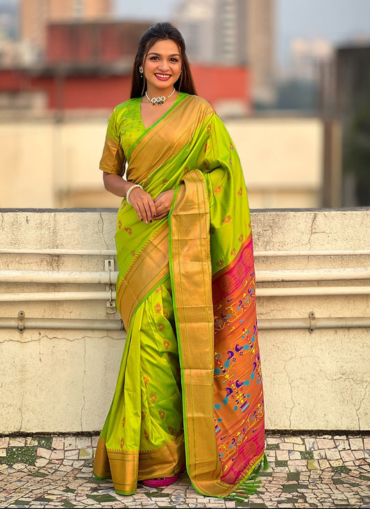 Classic Meenakari Silk Green Saree - S11089