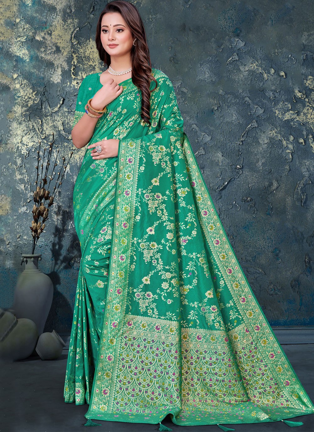 Classic Meenakari Silk Saree - S9532