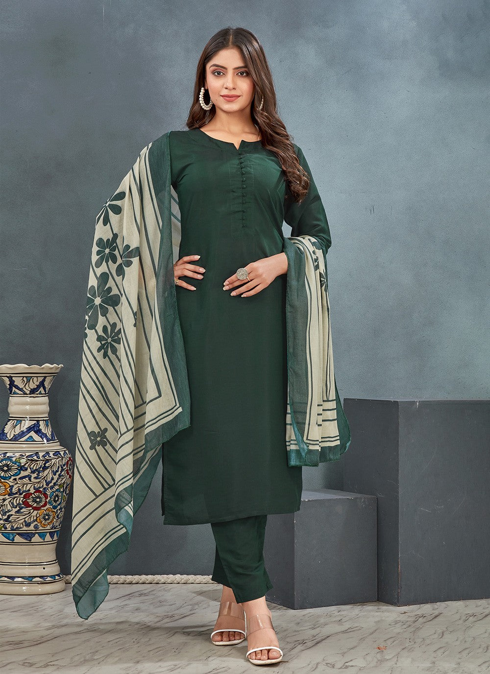 Plain Silk Pant Style Suit - T4717