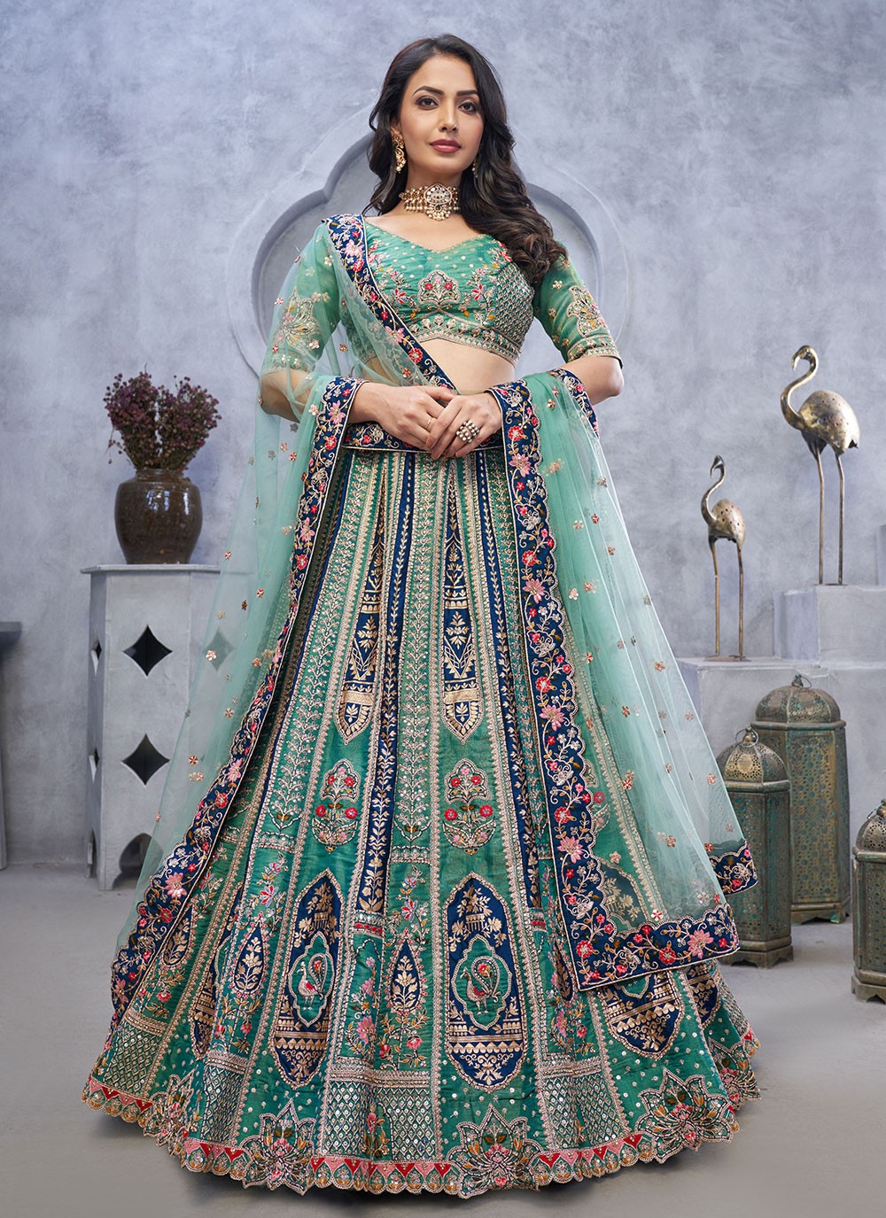 Embroidered Organza, Silk Lehenga - L3112