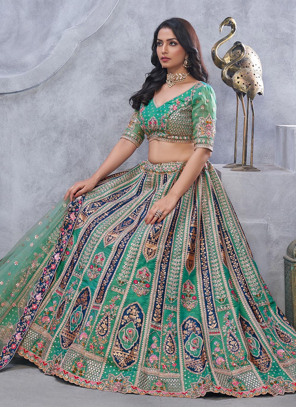 Embroidered Organza, Silk Lehenga - L3112