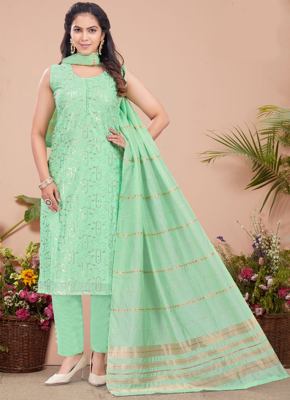 Embroidered Silk Salwar Suit - T4353