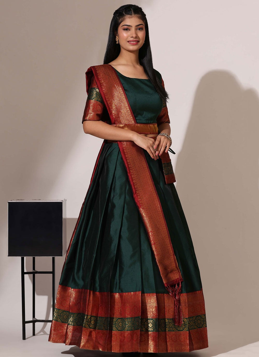 Woven Silk A - Line Lehenga - L2509