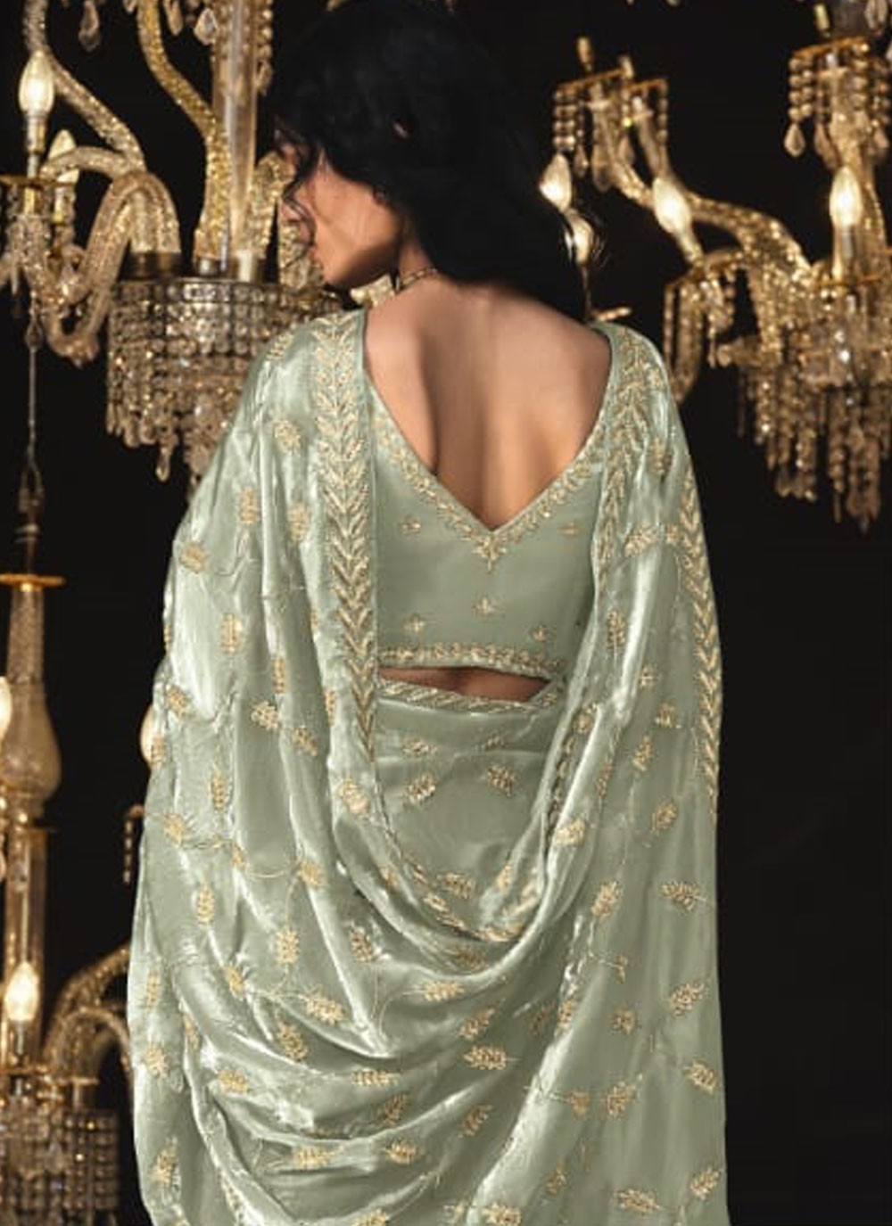 Classic Border Work Silk, Tissue Saree - S6590