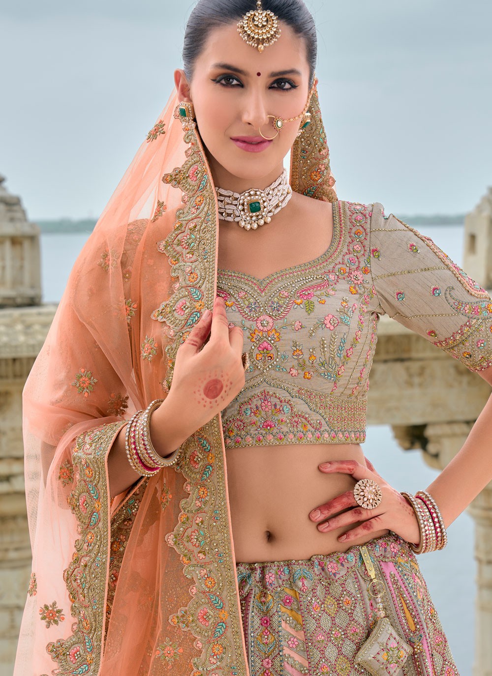 Embroidered Silk A - Line Lehenga - L2783