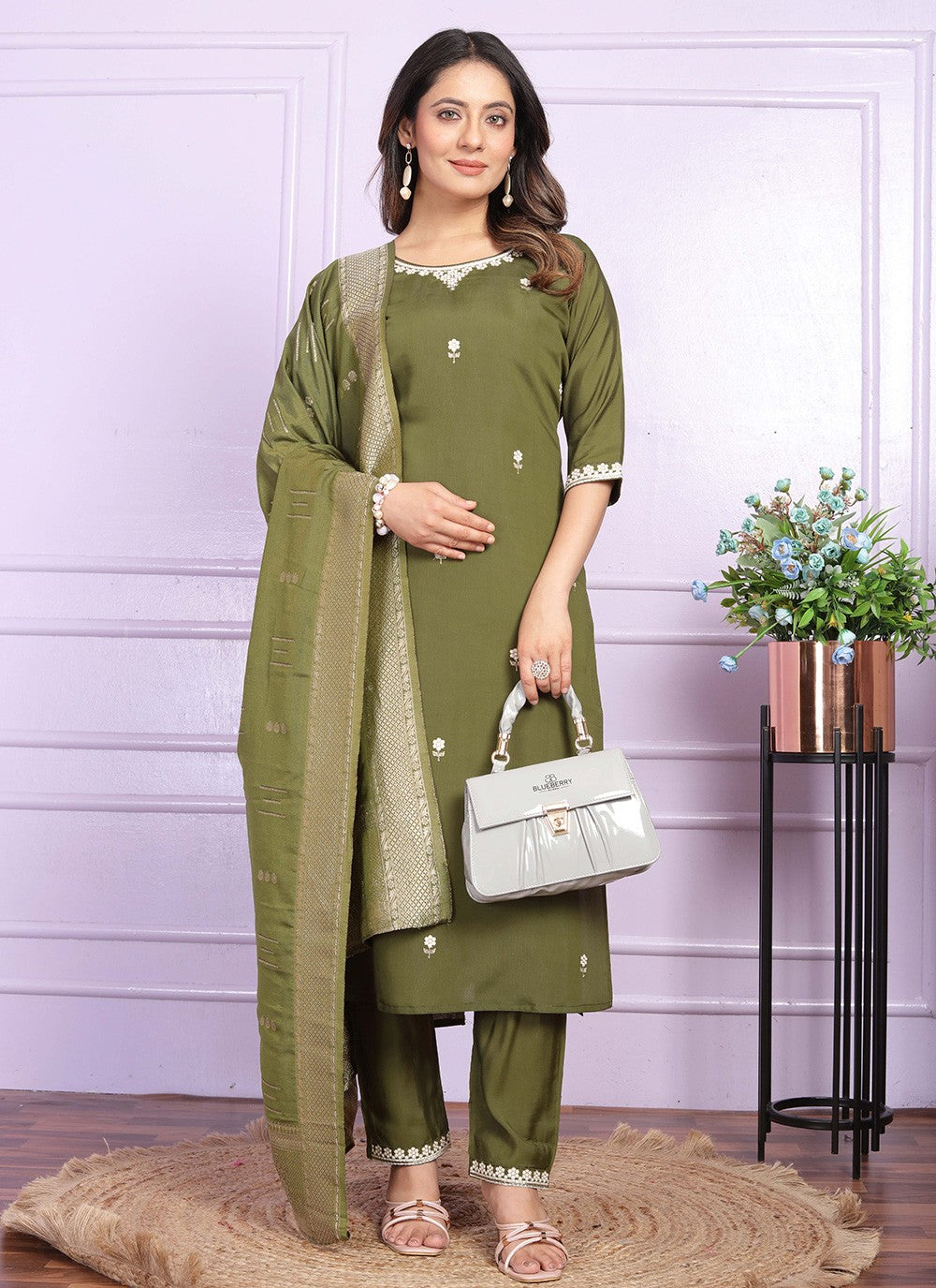 Muslin, Viscose Salwar Suit - T2838