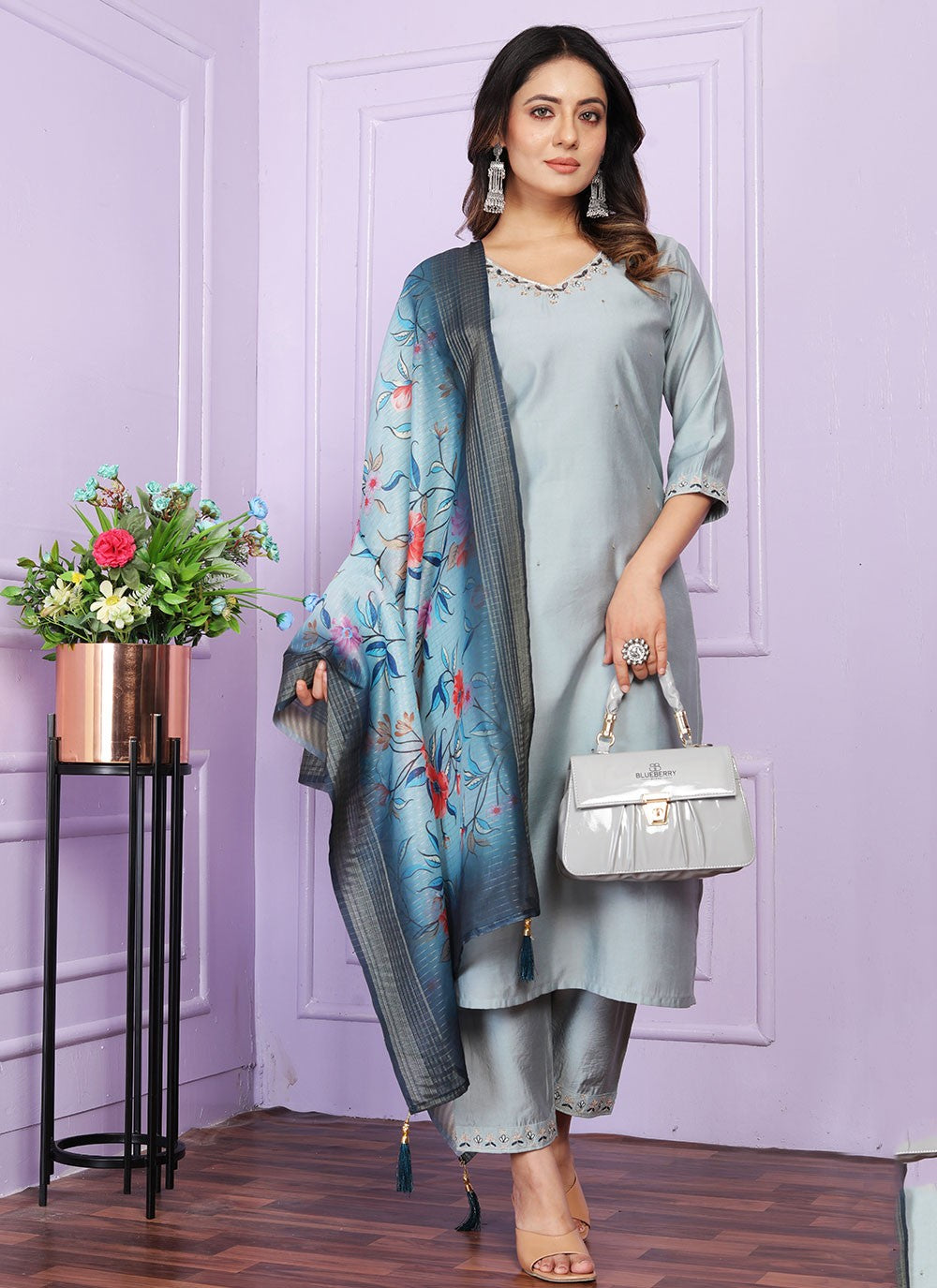 Muslin, Viscose Salwar Suit - T2838