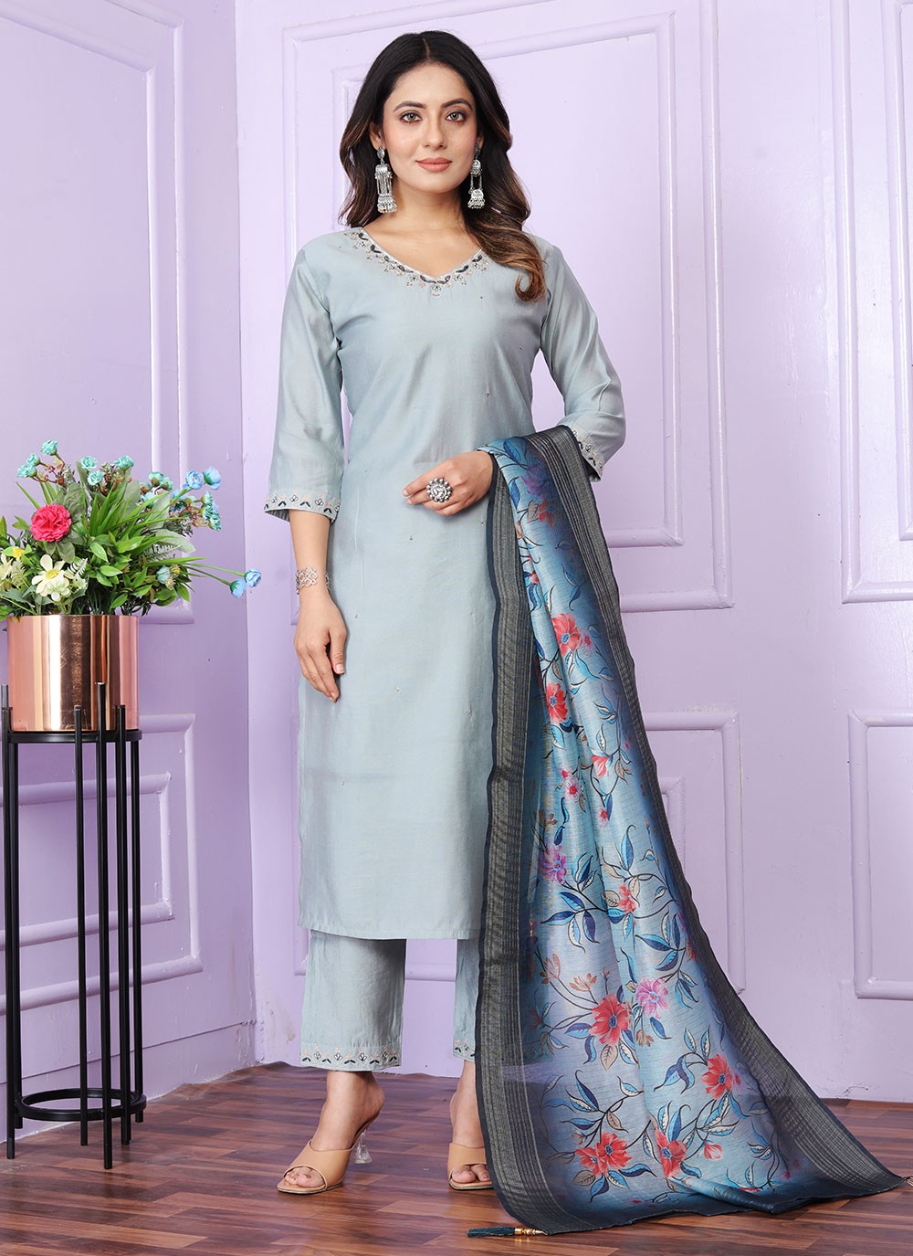 Muslin, Viscose Salwar Suit - T2838