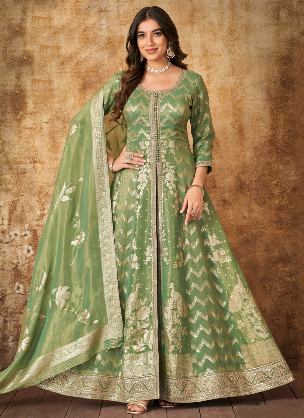 Embroidered Silk Anarkali - T4702