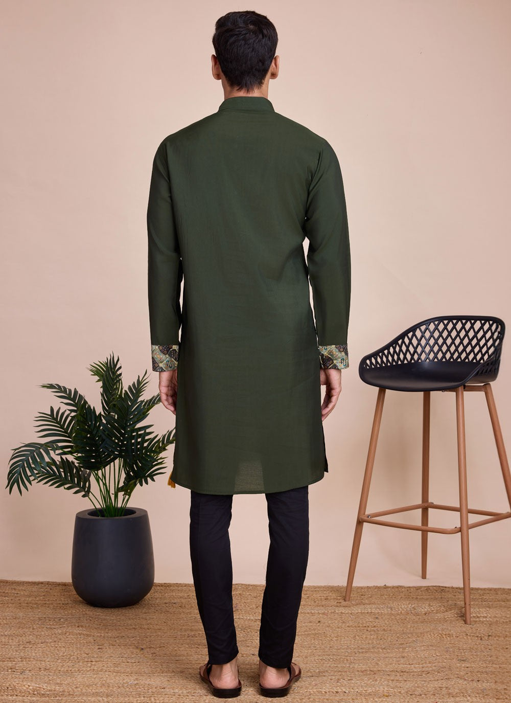 Plain Silk Green Kurta - M8244