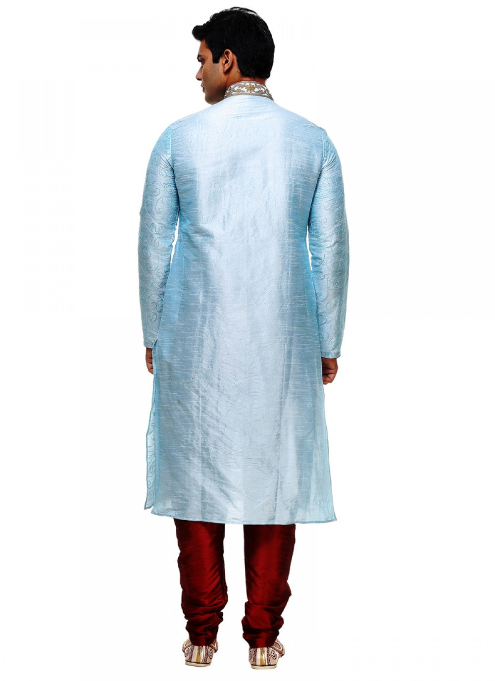 Plain Silk Aqua Blue Kurta Pyjama - M1010