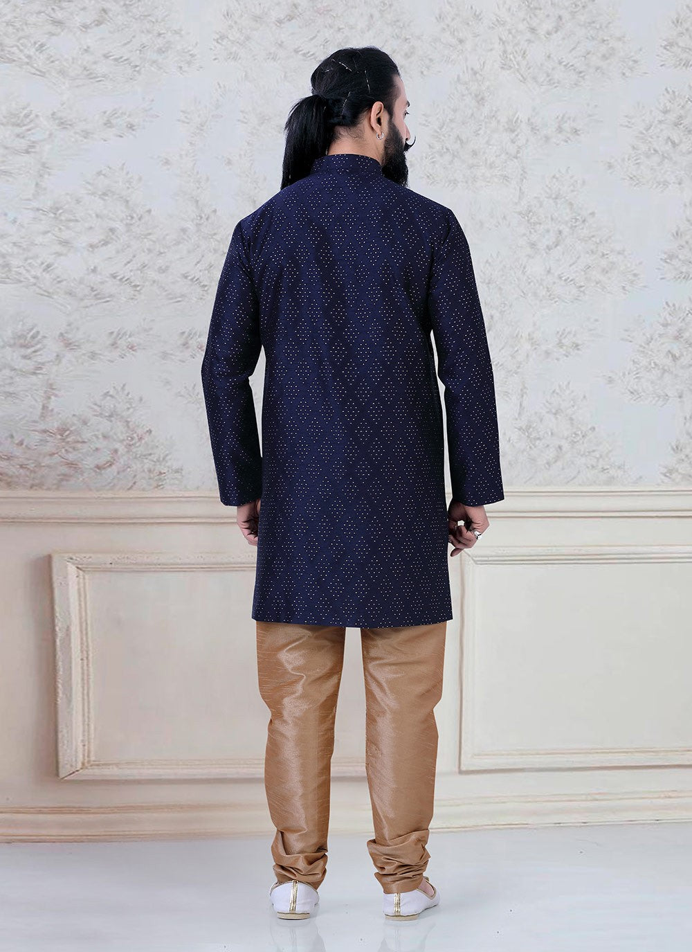 Zari Silk Blue Kurta Pyjama - M3090