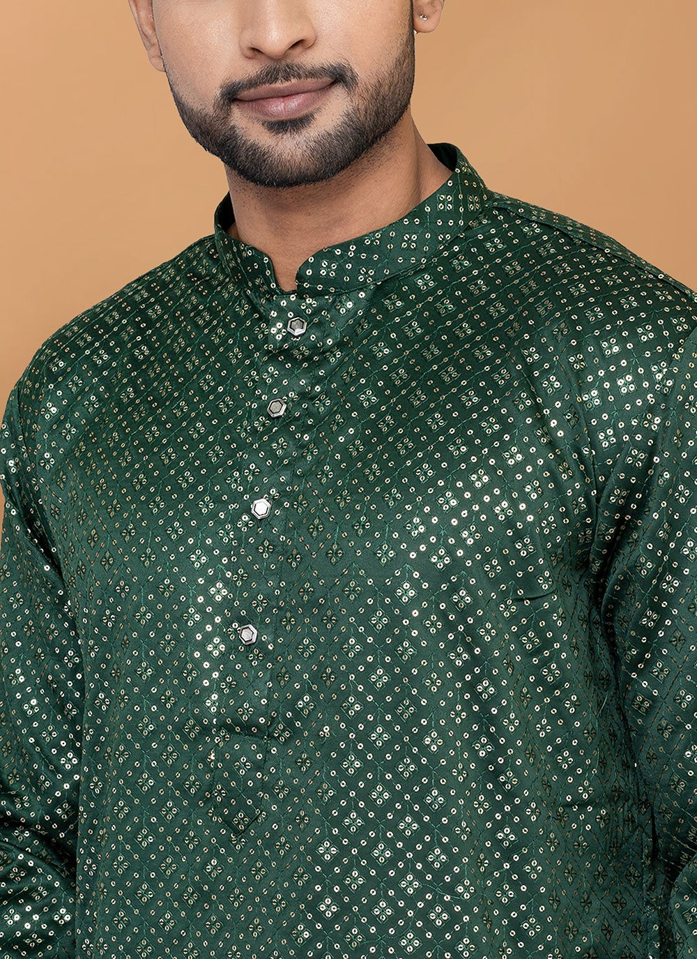 Embroidered Silk Green Kurta Pyjama - M6238