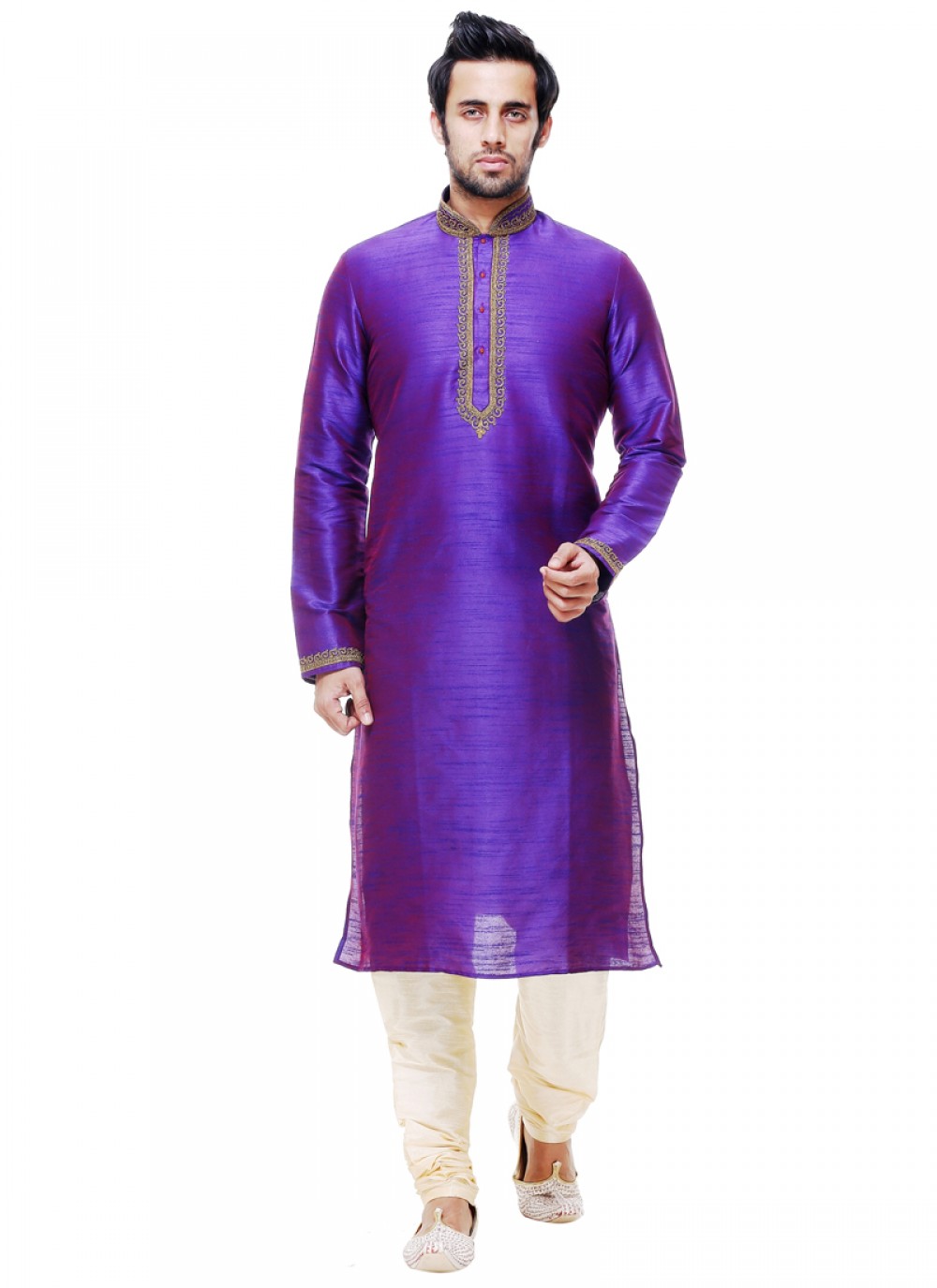 Plain Silk Purple Kurta Pyjama - M1003